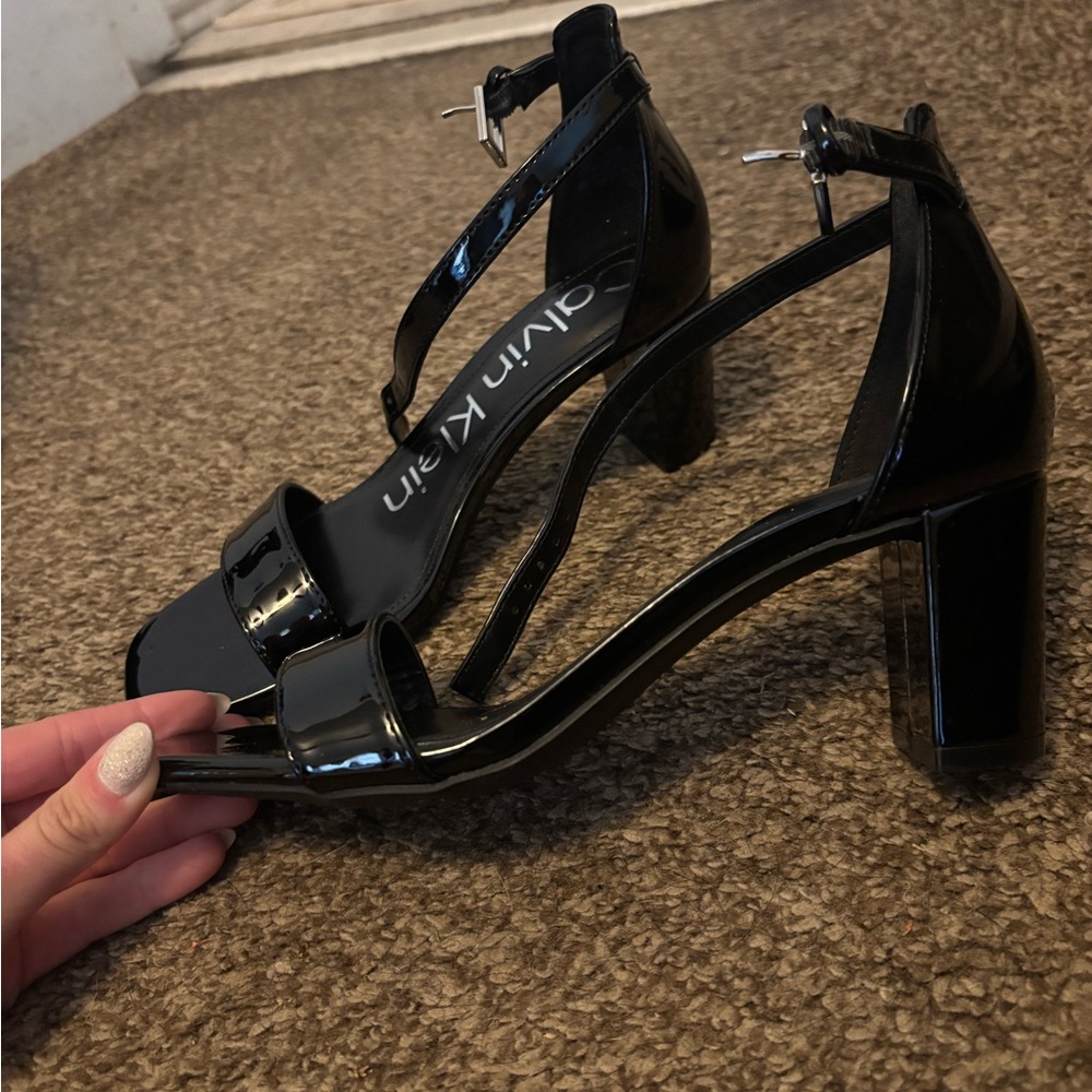 Calvin Klein Black Stiletto Heels with Ankle Strap - Picture 2 of 6